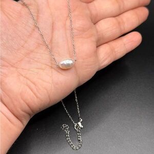 Elegant Silver Pearl Necklace